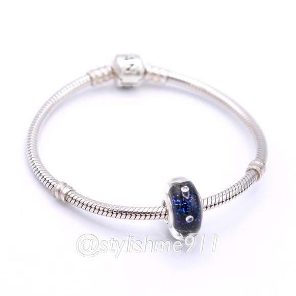 Authentic PANDORA Retired Midnight Blue Effervescence Glass Charm - 791627CZ - Picture 5 of 9